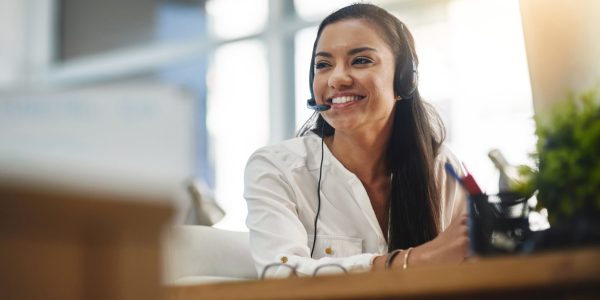 Shot of a female agent working in a call centre.